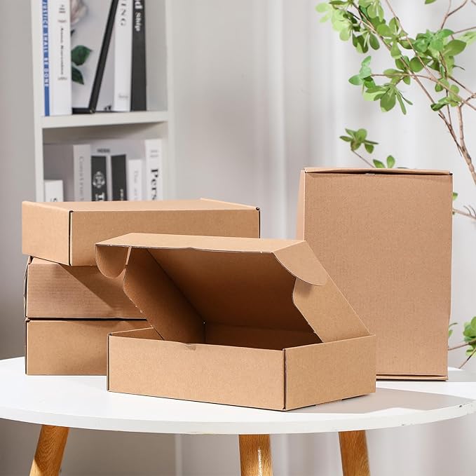 Qilery 200 Pcs Shipping Boxes Cardboard Gift Corrugated Cardboard Brown Boxes Mailer Packaging for Mailing Small Business Present (6 x 4 x 3 Inch)