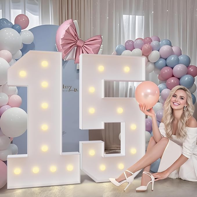 Marquee Number Sign 8, 4 ft Light Up Foam Board for Birthday Parties
