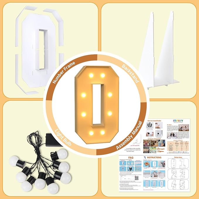 Party Supplies Light-Up Marquee Number Sign, 3 Ft Foam Board Decor