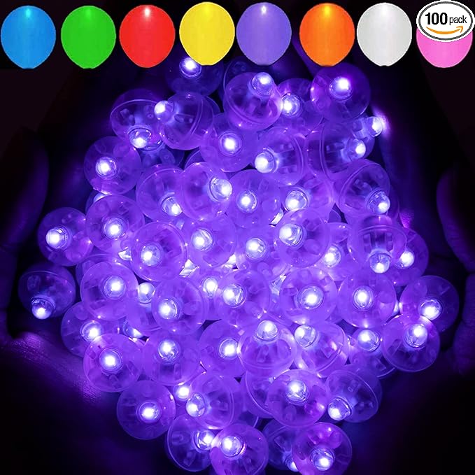 Aogist 100pcs Purple Balloon Lights,Long Standby Time Waterproof Mini Light,Battery Powered,Round LED Ball Lamp for Latex Balloon Paper Lantern Birthday Party Christmas Halloween Decorative