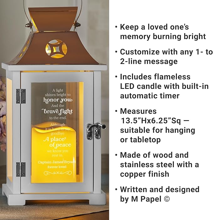 Decorative Candle Lantern, Wood and Stainless Steel, Copper Finish, 13.5 Inch