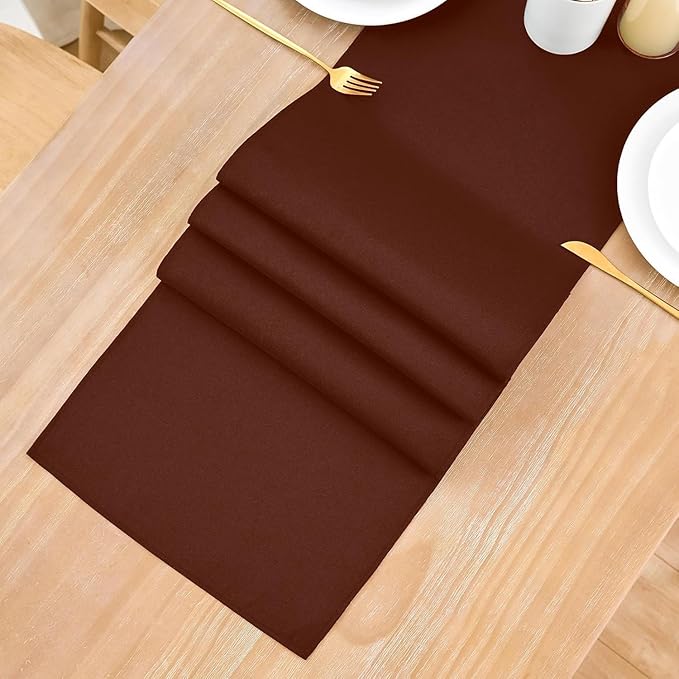 2 Pack Chocolate Small Short Table Runner 12 x 24 Inch Solid Color Runners Coffee Table Dresser for Daily Party Home Decoration