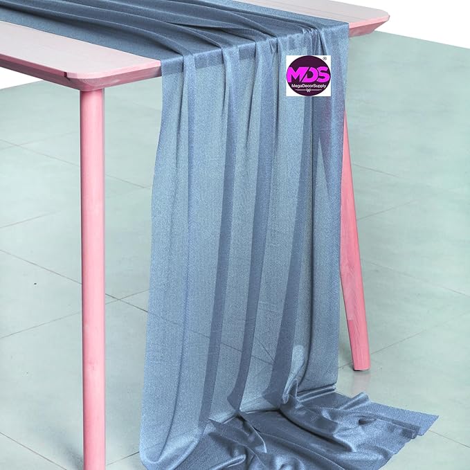 MDS Halloween Chiffon Table Runner - 12 Pack, 29 x 170 Inches, 14ft Each - Sheer Spooky Table Runners for Haunted House Parties, Trick-or-Treat Tables, Witchy Décor, Wedding & Events - Dusty Blue