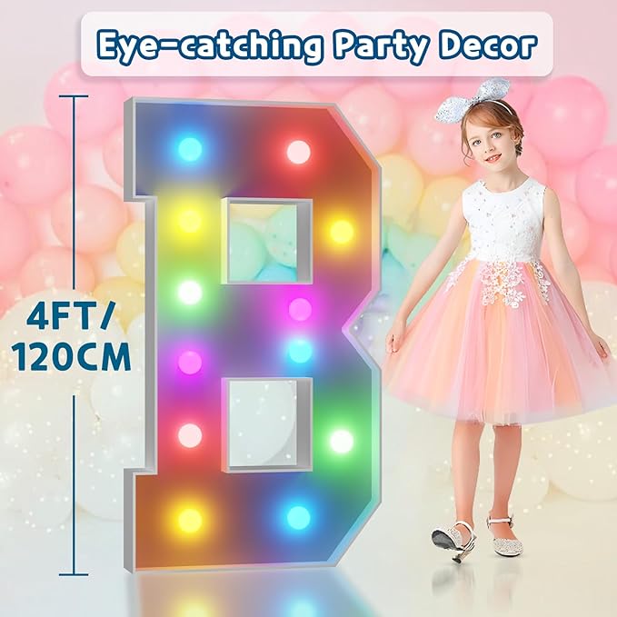 Party Decorations Marquee Letter B Light Up Sign, 4 Ft Foam Board