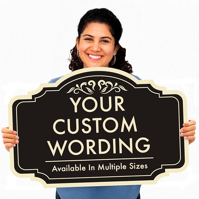 Custom Outdoor Metal Signs, Personalized Aluminum Sign - Driveway, Waterproof - Design 2 Black Charcoal 42x28 In