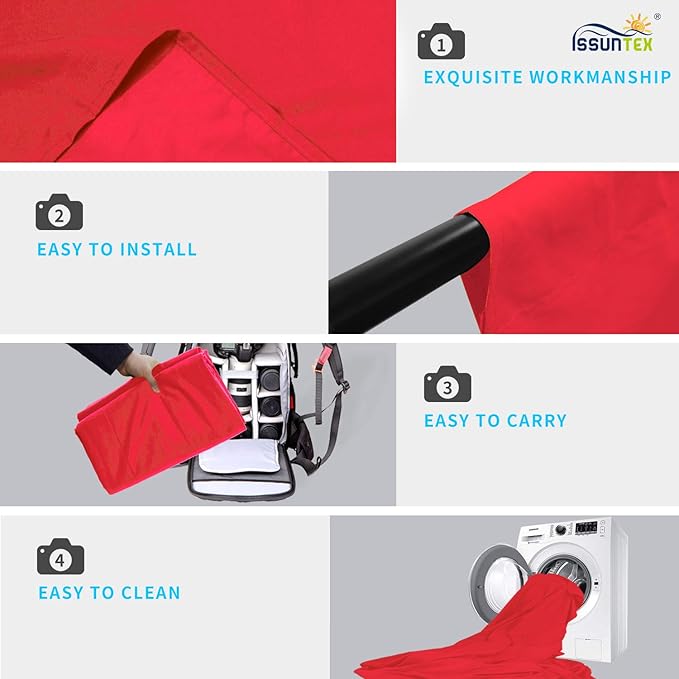 ISSUNTEX 10X16 ft Background Muslin Backdrop, Photo Studio, Collapsible High Density Screen for Video Photography and Television-Red