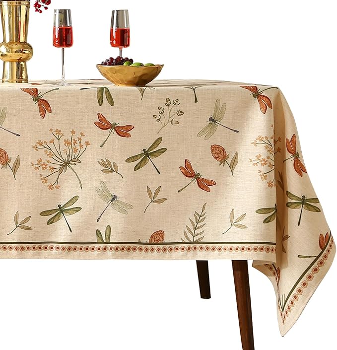Tablecloth, 55 x 71 Inch Rectangular Linen-Polyester Blend in Off White