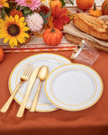 Round Gold Trim Plastic Plates Set, 150 Pieces for Parties