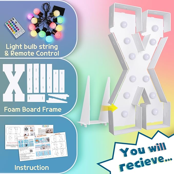 Party Decorations: 4 ft Light Up Marquee Letter X with Remote