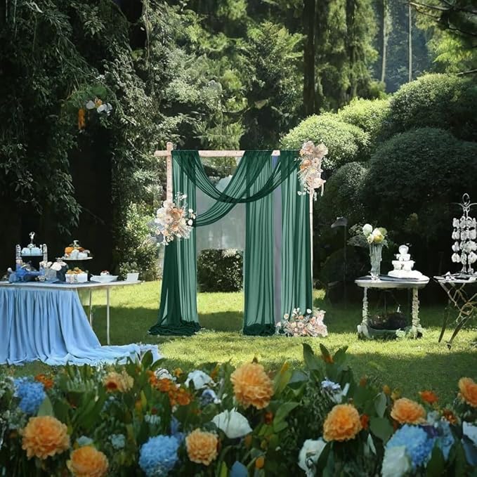 Outdoor Curtains Emerald Sheer Gauze Arch Drape, 2 Panels 29 x 240 In