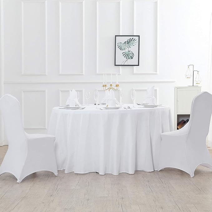 70 inch Round Tablecloth Washable Polyester Table Cloth Decorative Table Cover for Wedding Party Dining Banquet（70 inch,White）