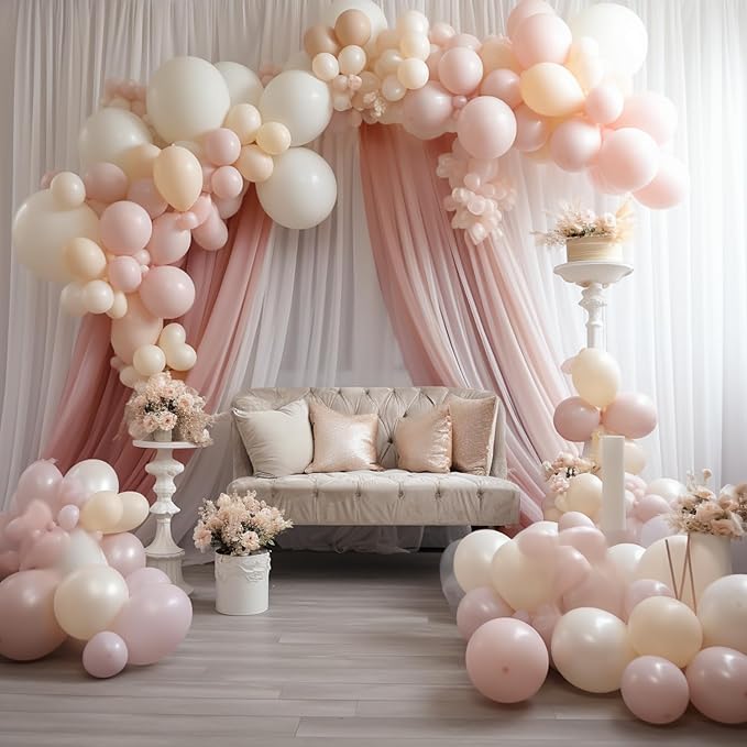 Wokceer Wedding Arch Draping Fabric 6 Panels 28.7" x 20FT Dusty Rose Drapes Sheer Fabric Backdrop Arch Draping Fabric for Wedding Ceremony Birthday Party Bridal Shower Decoration