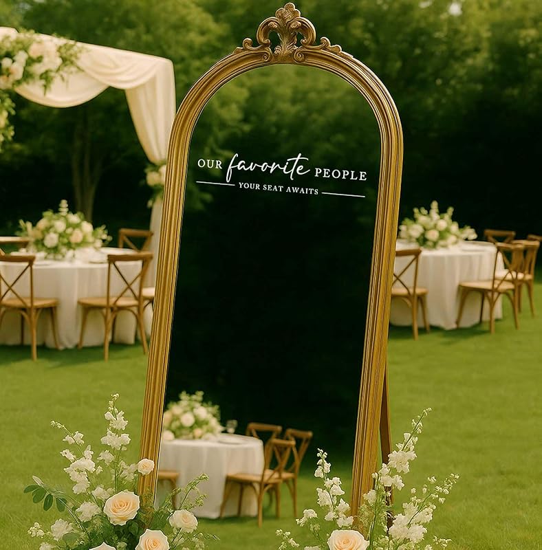 Our Favorite People Vinyl Decal, Find Your Seat Vinyl Decal, Wedding Sign Decal, Seating Chart Sticker, Our Favorite People Sticker, Wedding Removable Adhesive (White, Wide 17")