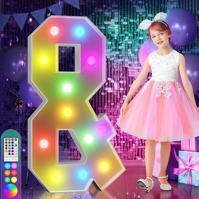 Marquee Light Up Letter Sign, 4-Foot Tall, 16 Colors with Remote