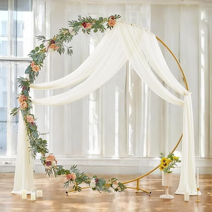 MDS Halloween Chiffon Draping Fabric - 2 Panel, 30" Wide x 100ft Long - Sheer Spooky Arbor & Canopy Drapery for Haunted House Backdrops, Party Ceilings, DIY Costumes & Themed Events - Ivory