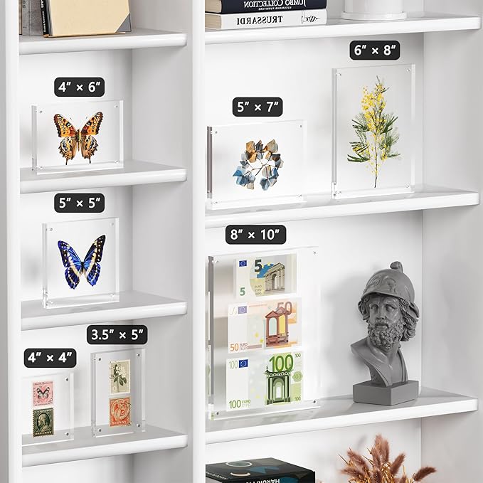 8x10 Acrylic Picture Frame 5 Pack, Clear Freestanding Double Sided Frameless Magnetic Photo Frames, Desktop Display Decor Gift