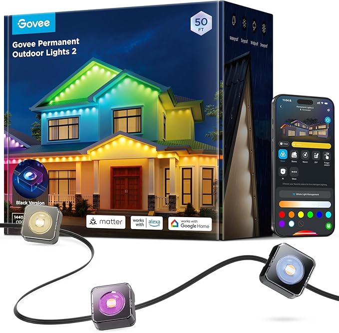 String Lights 50ft Outdoor RGBIC, 16M Colors, Waterproof