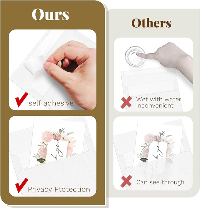Goefun Blank Note Cards (Not Folded) and Envelopes 5 x 7 Flat Cardstock and A7 Envelopes Self Seal 100 Pack for Wedding, Invitations, DIY Postcards, Thank You Cards & All Occasion