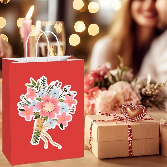 Red Paper Gift Bags, 10 x 5 x 13 Inch, Pack of 100 Solid Color