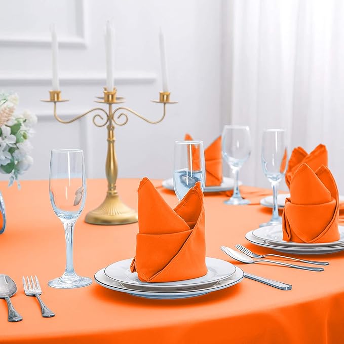 Cupuamon Cloth Napkins 17x17 inch Washable Polyester Dinner Napkins Soft Table Napkins for Wedding Party Dining Banquet(Orange,12PCS)