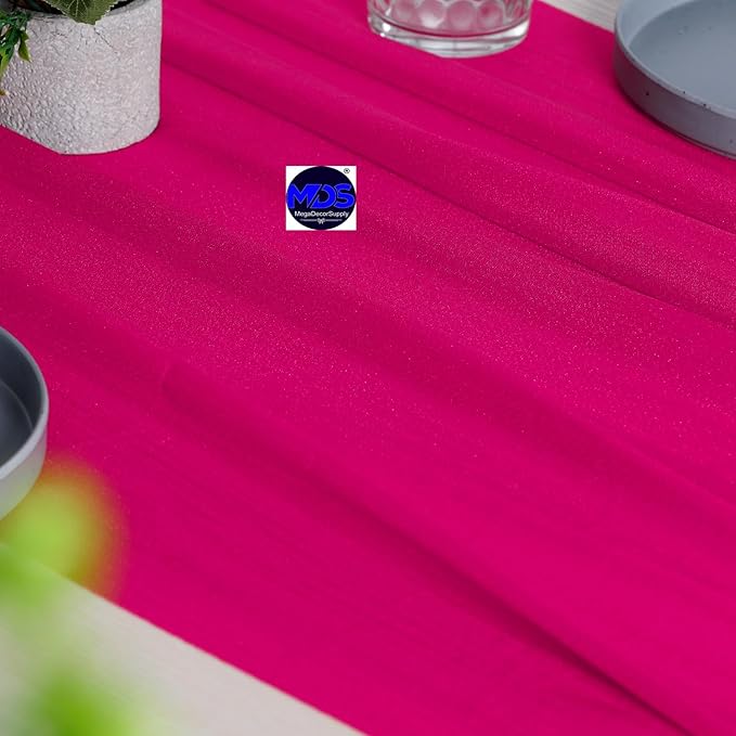 MDS Halloween Chiffon Table Runner - 15 Pack, 29 x 120 Inches, 10ft Each - Sheer Spooky Table Runners for Haunted House Parties, Trick-or-Treat Tables, Witchy Décor, Wedding & Events - Hot Pink
