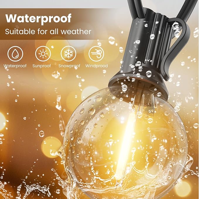 String Lights 300FT Black Outdoor LED Warm White Dimmable