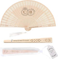 100 PCS Custom Fans Personalized Folding Fans for Line Dancing Wooden Hand Fan Wedding Favors Bulk Fans for Guests Party Event Use (Style11)