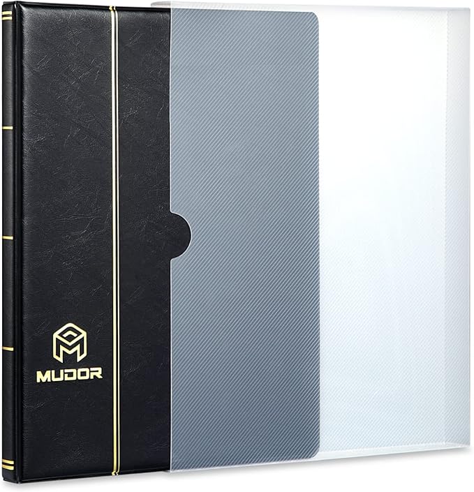 MUDOR Stamp Collecting Album for Collectors, 5 Rows Pockets, 10 Sheets Stamp Stockbook
