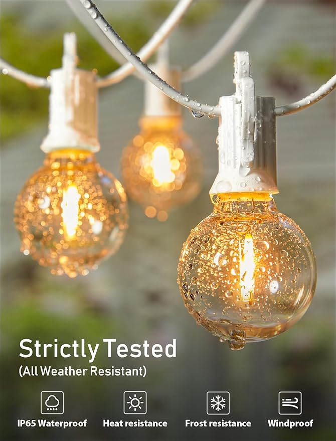 String Lights 69 Ft Dimmable Outdoor LED, 30 G40 Bulbs