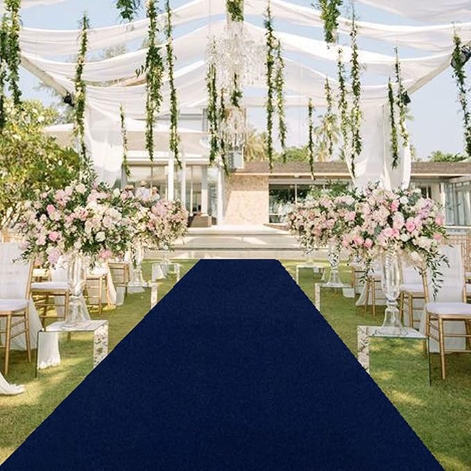Aisle Runner Navy Blue Velvet 4 x 15 ft for Weddings and Events