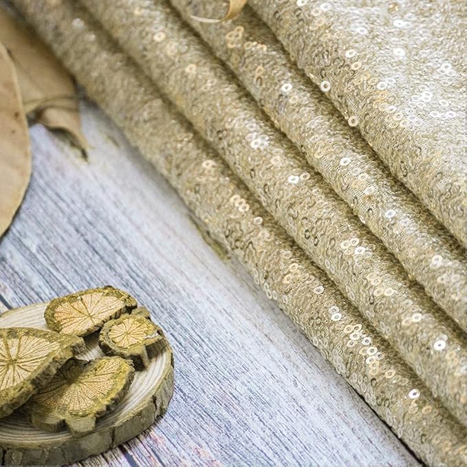 JYFLZQ Champagne Sequin Backdrop Curtains 10ft x 10ft 1 Panel Glitter Photo Booth Backdrops Sparkly Photography Background Drapes for Parties Wedding Bridal Showers