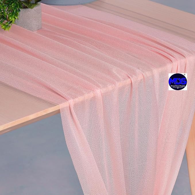 MDS Halloween Chiffon Table Runner - 20 Pack, 29 x 120 Inches, 10ft Each - Sheer Spooky Table Runners for Haunted House Parties, Trick-or-Treat Tables, Witchy Décor, Wedding & Events - Dusty Rose