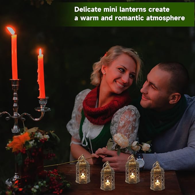 Decorative Candle Lantern with Brushed Brass Finish, 5 Inch Mini LED