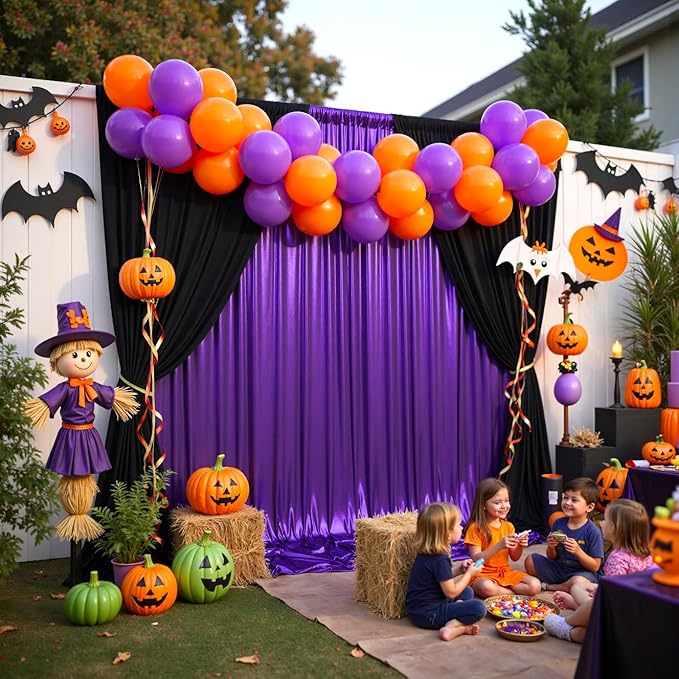 gogoparti 20x10FT Purple Sequin Backdrop Curtain - 4 Panels of 5x10FT Wrinkle-Free Glitter Drapes for Photography, Birthdays, Weddings & Graduations