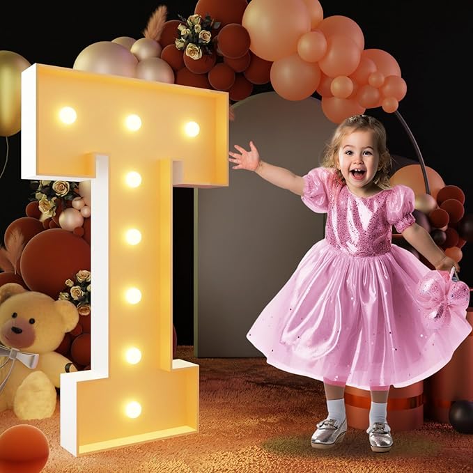 Event Party Supplies Light Up Marquee Letter T, 3 Ft Tall, Foam Board