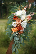 Artificial Flowers Wedding Arch Swags, 2-Pack, Caramel & White Rose Silk