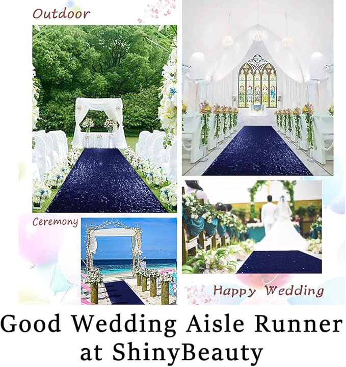 Sequin Aisle Runner, 1 Piece, 2 ft x 15 ft, Navy Blue Party Decor