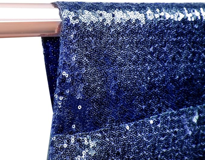 SquarePie Sequin Backdrop Not See Through Thick Background for Glitter Curtain Party 6FT x 8FT Navy Blue