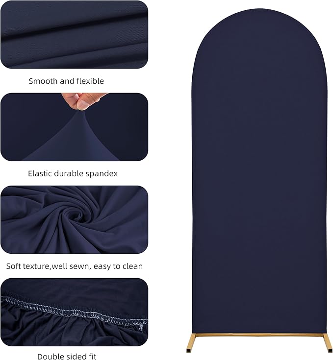 Spandex Arch Cover - 7.2FT Arch Stand Cover - Stretchy Backdrop for Wedding, Birthday, Baby Shower & Banquet - Dark Blue