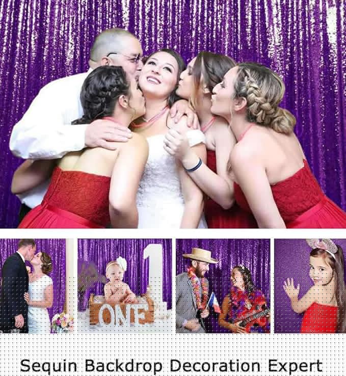 ShinyBeauty Purple 4FTx8FT Sequin Photo Backdrop Bridal Shower Photo Booth Backdrop Royal Purple Sequin Curtains 2 Panels