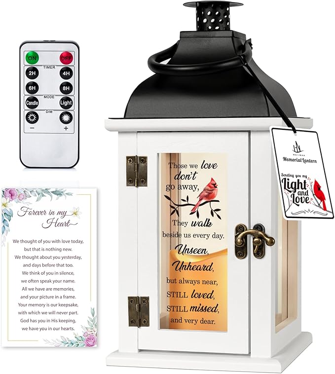 Decorative Candle Lantern, Wood and Glass, Remote Control, 14 Inch