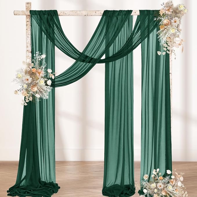 Outdoor Curtains Emerald Sheer Gauze Arch Drape, 2 Panels 29 x 240 In