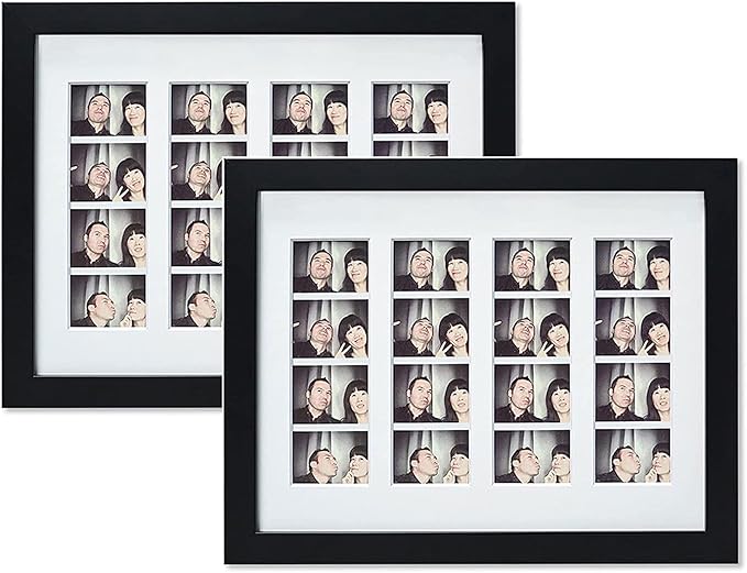 Photo Booth Frame, Black Wood with White Mat and Glass, 9x12 Inch