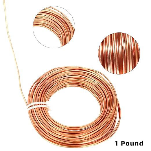 99.9% Soft Copper Wire, 8 Gauge/ 3.25 mm Diameter, 19.5 Feet / 6m, 1 Pound Spool Pure Copper Wire, Jewelry Making Wire Craft Wire