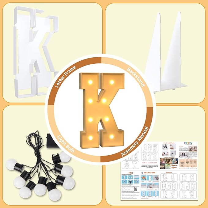 Party Supplies Light Up Marquee Letter K, 3 Foot Foam Board Sign