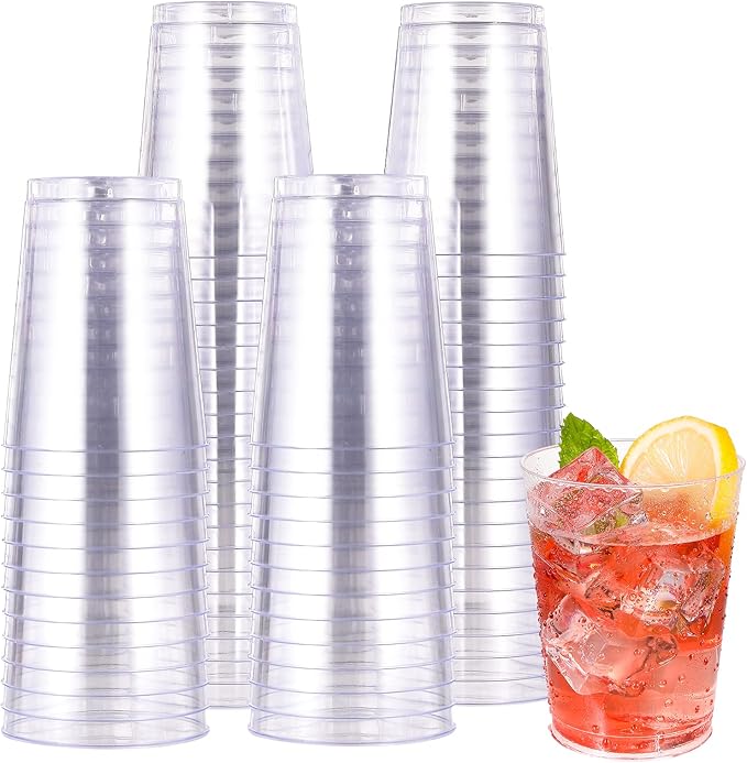 Disposable Plastic Cups, 10 oz Clear, 100 Count