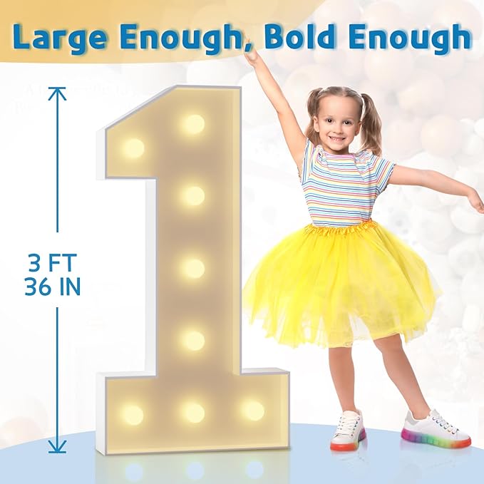 Marquee Number 20 Party Decoration, 3 Ft Foam Board with Yellow Light Strings