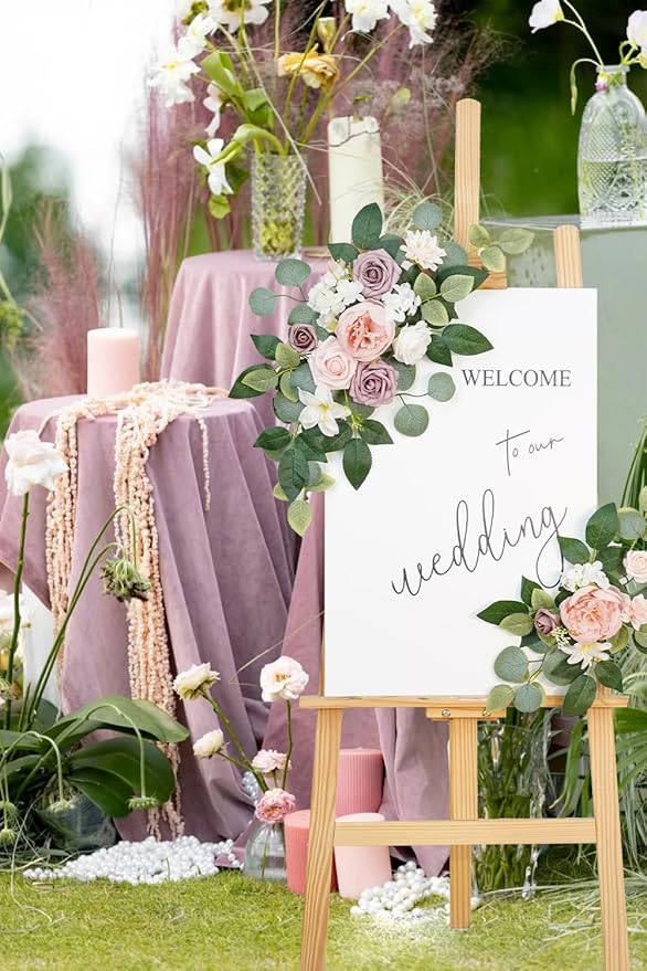 Artificial Flowers Arch Decor Set of 2, Silk and Foam, Indoor Outdoor