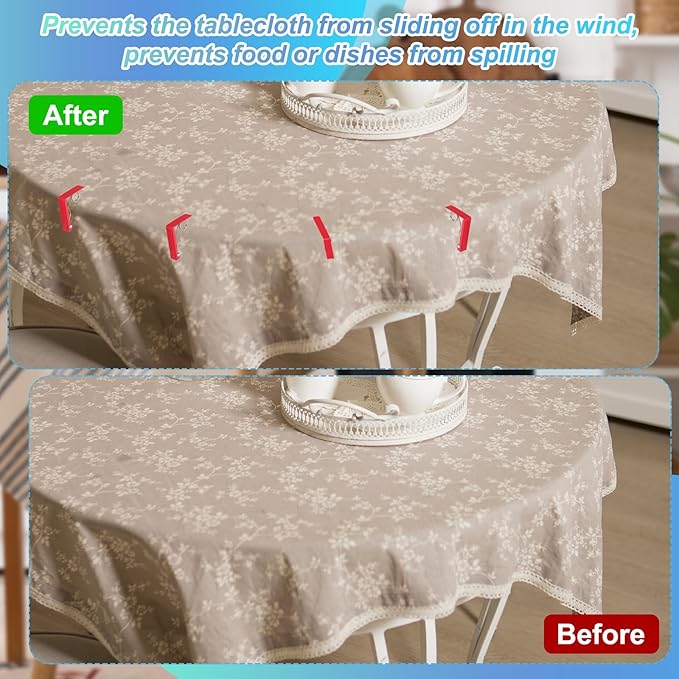 uxcell 4 Pack Tablecloth Clips, Stainless Steel Table Cloth Cover Clamps, 2.87" x 2.36" Windproof Holder Clips for Home Party Picnic Wedding Camping Dining Tables, White