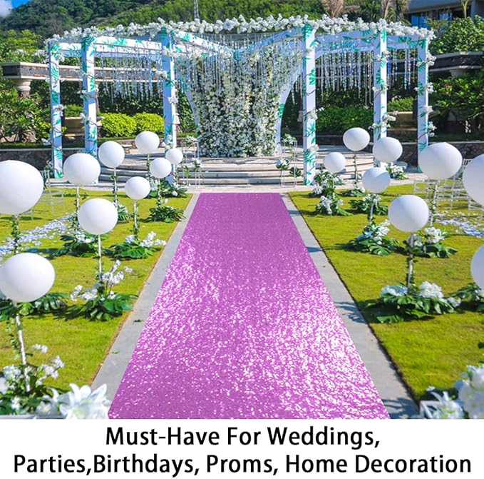Lavender Sequin Aisle Runner, 2 x 15 Ft Wedding and Party Floor Runner